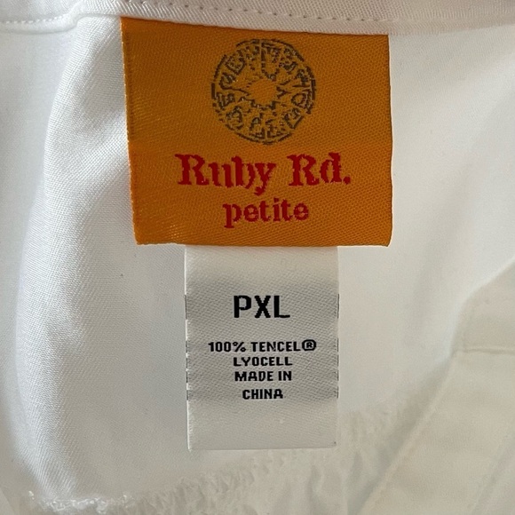 🔥 Ruby Rd White Short Sleeves w/ Ties Y Neck PXL - Picture 8 of 9